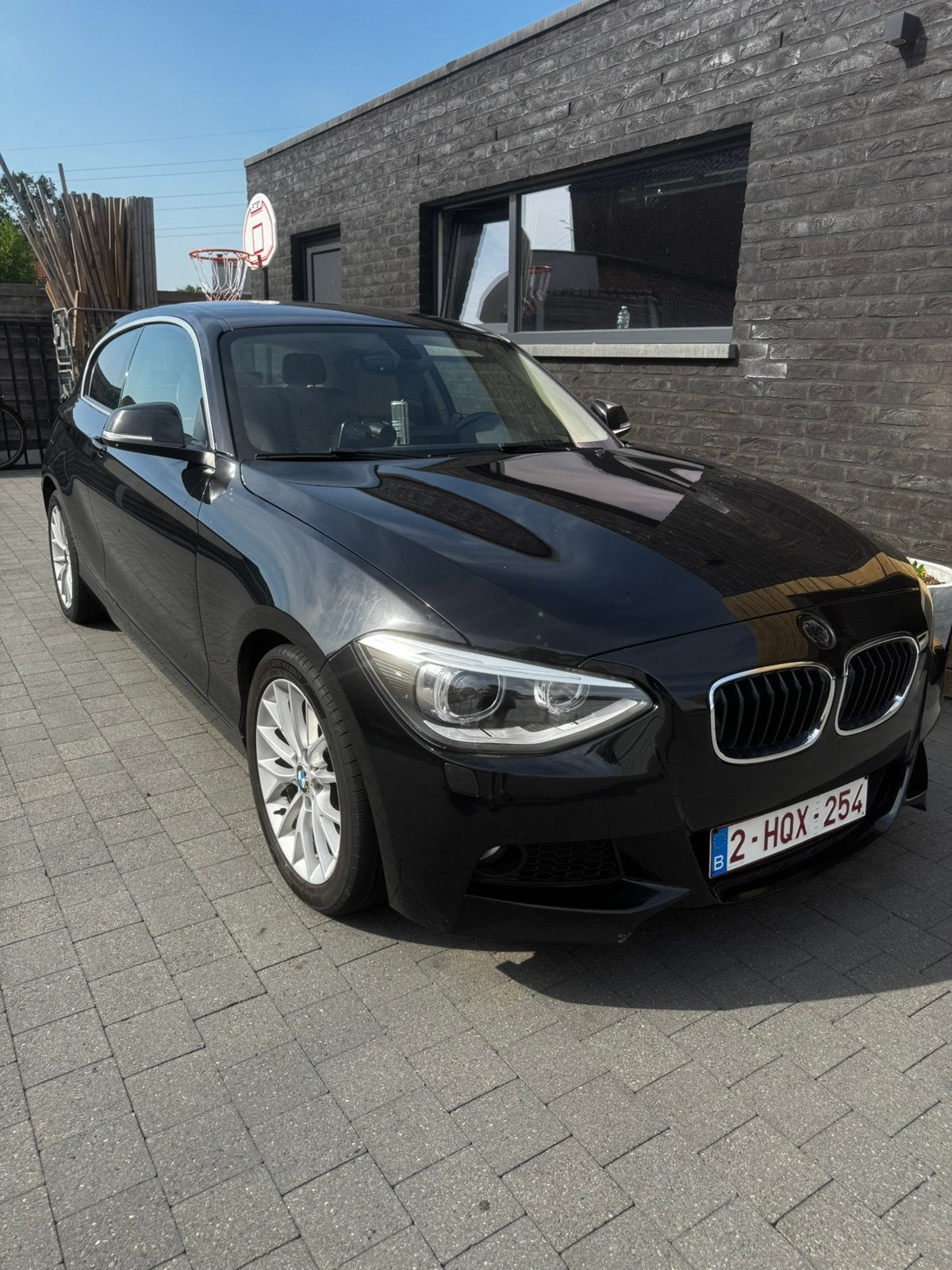 BMW 118d (2014) – Zwart – Beige Lederen Interieur, Auto's, Euro 5, Beige, 4 cilinders, Zwart