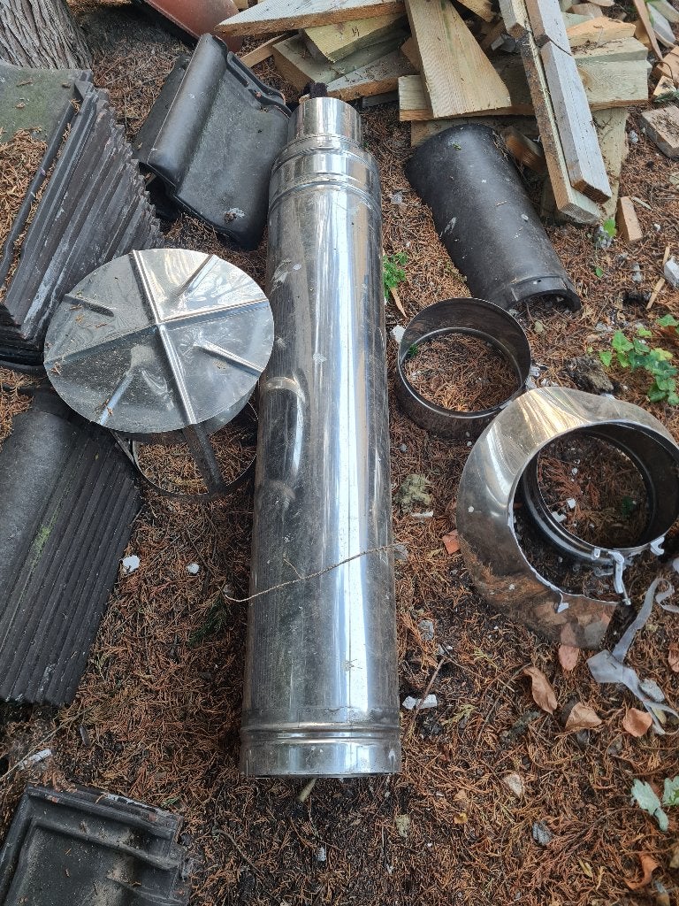 afvoer pijp schoorsteen, Doe-het-zelf en Bouw, Ophalen, Inox, 20 tot 40 mm, Zo goed als nieuw