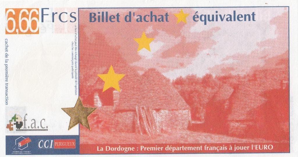 1 euro perigord  la dordogne  france, Ophalen of Verzenden, Frankrijk, Los biljet