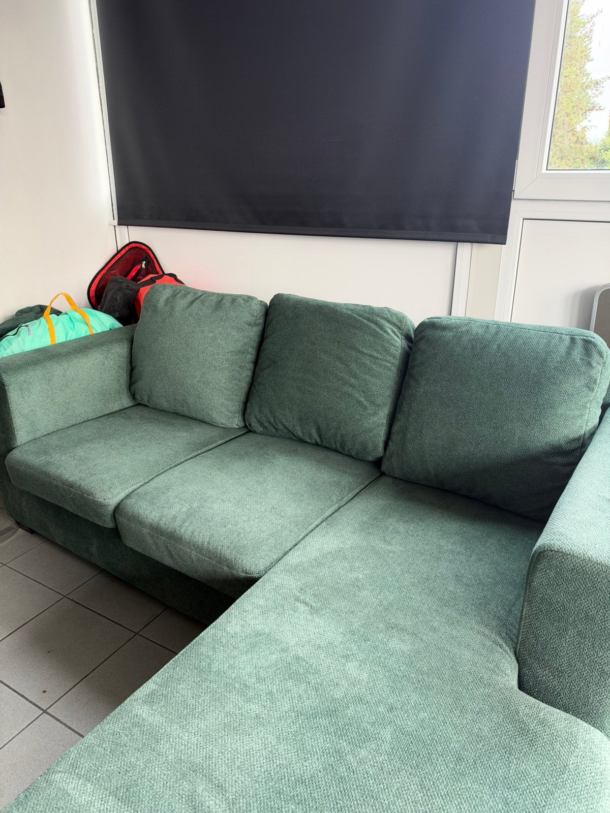 Klein hoeksalon groen perfecte kot zetel, Enlèvement, Comme neuf, Tissus