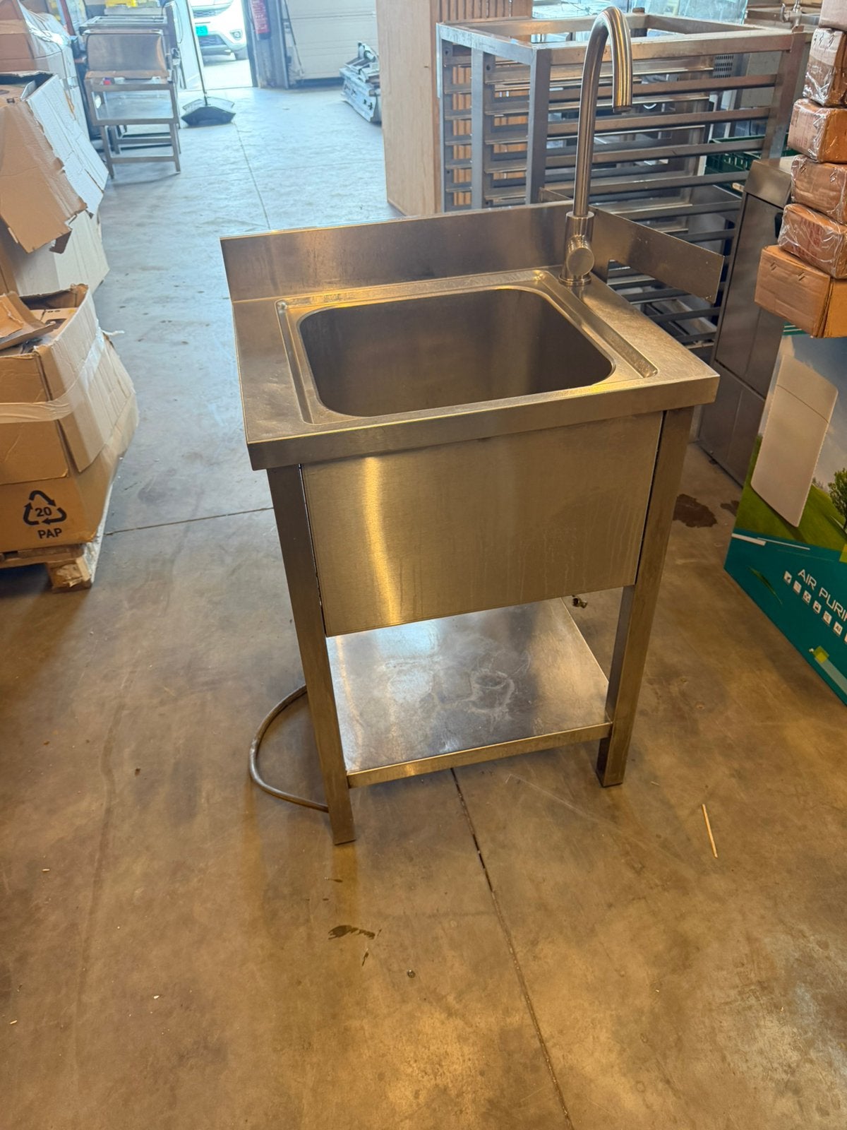RVS Horeca Spoelbak incl. Mengkraan en Onderbord – 60x50 cm, Overige typen, Ophalen, Gebruikt, Grijs