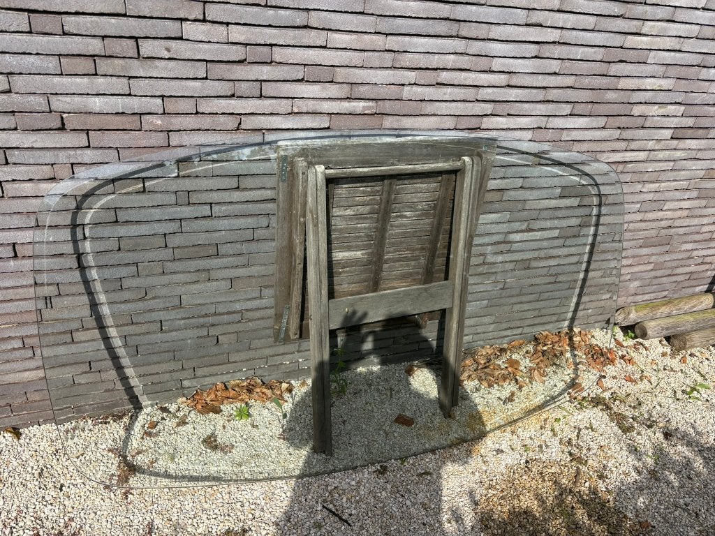 GRATIS - tafelblad eettafel/ tuintafel - glas ovaal, Ophalen, Zo goed als nieuw, Ovaal, Overige materialen
