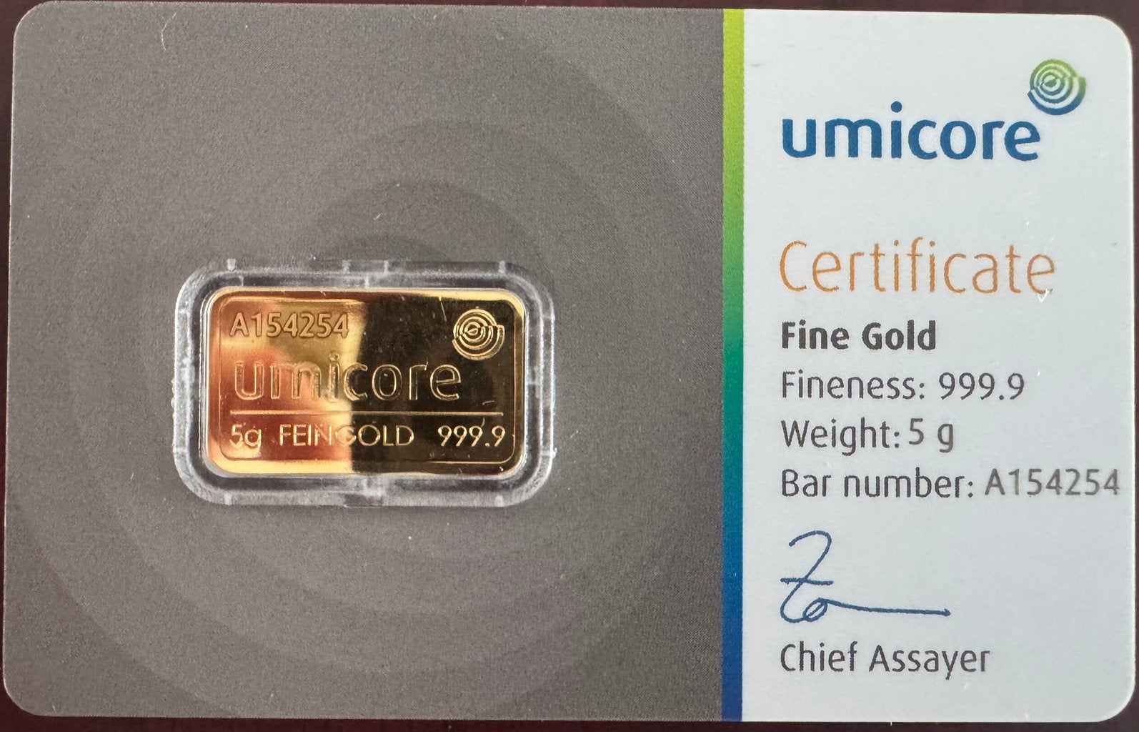 Umicore goud baartje 5 gram, Verzenden, Goud