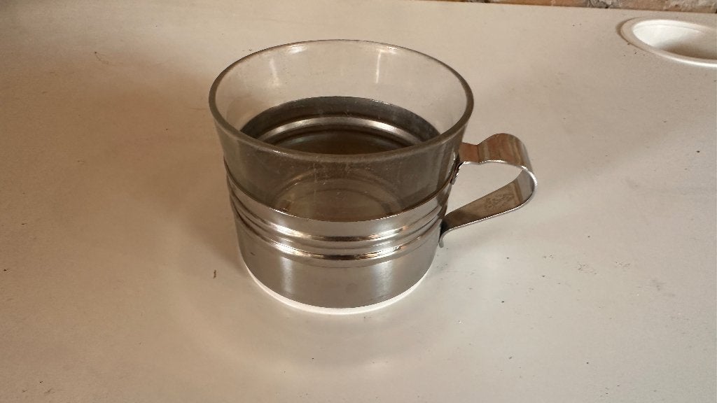 Retro Koffietassen metaal en glas (28), Enlèvement