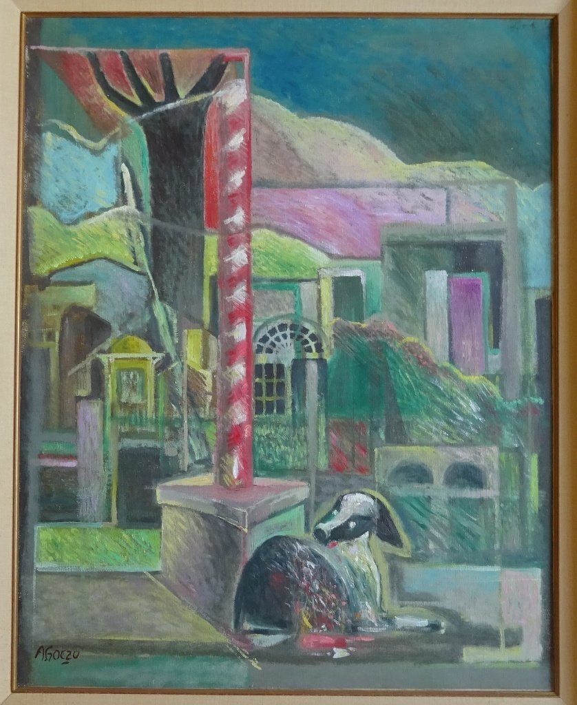André Goezu, olie op doek, 92 x 73 cm, Exil '81, Antiek en Kunst, Ophalen