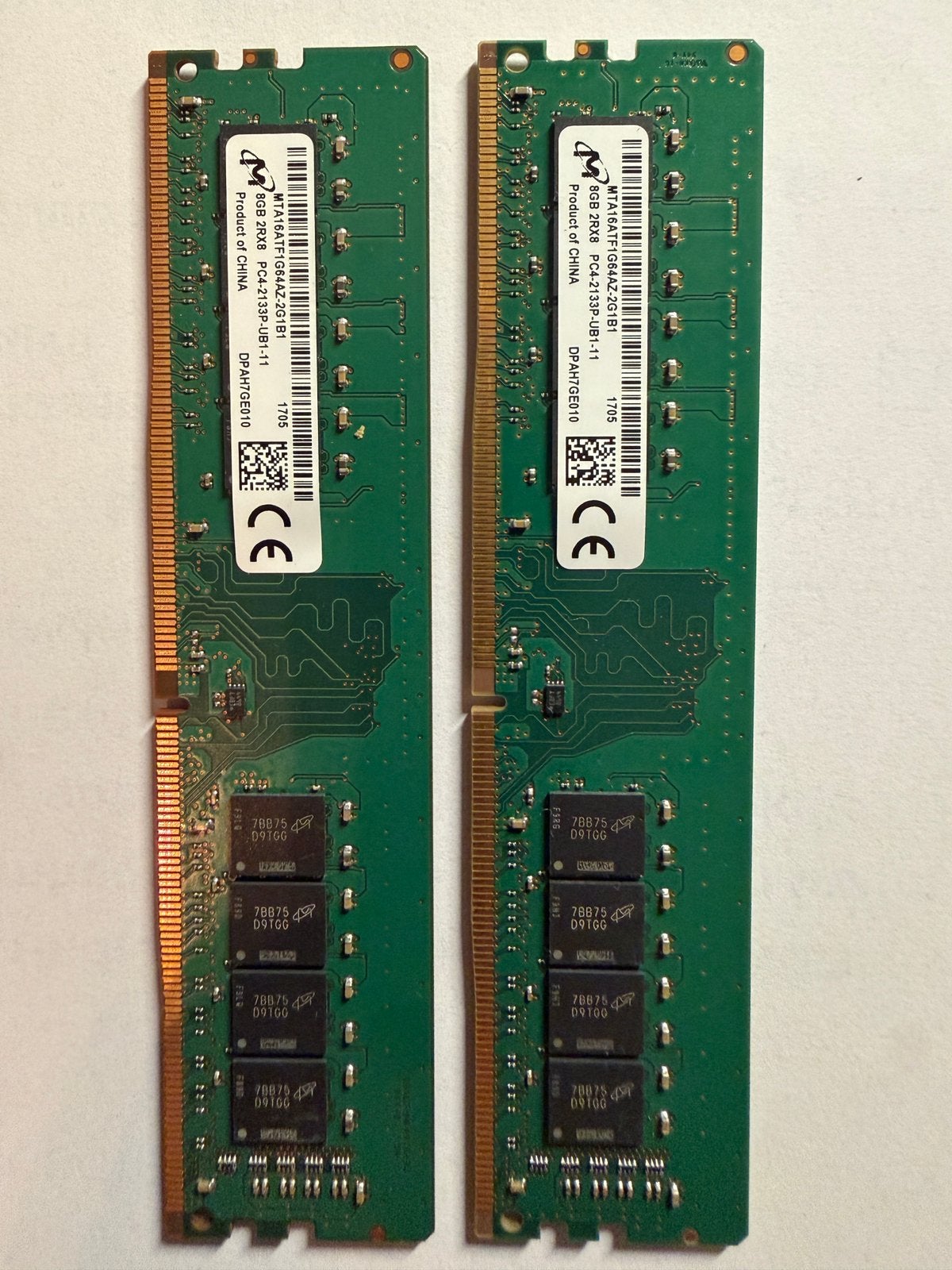 2 x 8 gb DDR4 SDRAM - 2133 -UDIMM, Ophalen of Verzenden, Zo goed als nieuw, DDR4, 8 GB