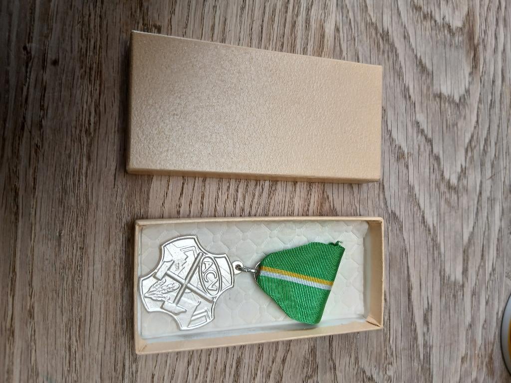 ACV zilveren medaille in doos, Verzenden, Overige soorten, Lintje, Medaille of Wings