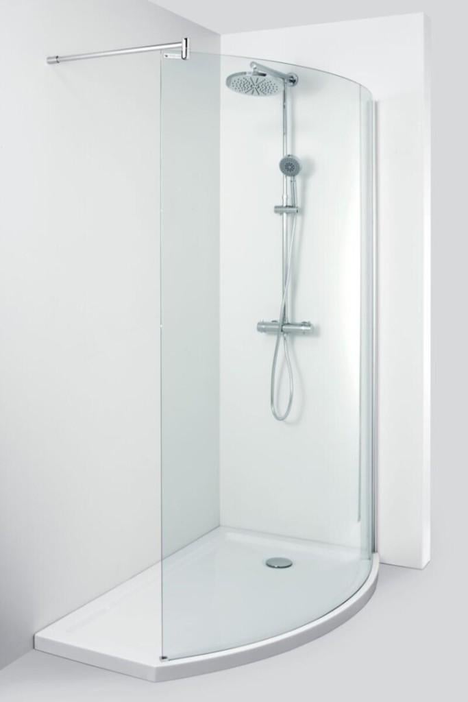 Douche à l'italienne incurvée Allibert 90 - 140 cm, Bricolage & Construction, Enlèvement, Neuf, Chrome, Douche