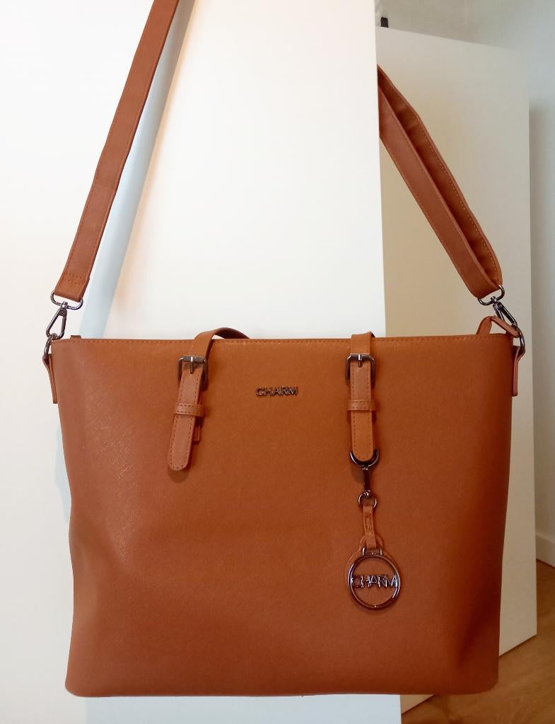 COGNAC LAPTOP/SCHOUDERTAS/SHOPPER – ALS NIEUW, Ophalen of Verzenden, Zo goed als nieuw, Shopper