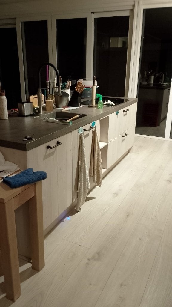 Moderne houtkleurige eilandkeuken +apparaten GEDEMONTEERD, Huis en Inrichting, Overige kleuren, Overige typen, Ophalen of Verzenden