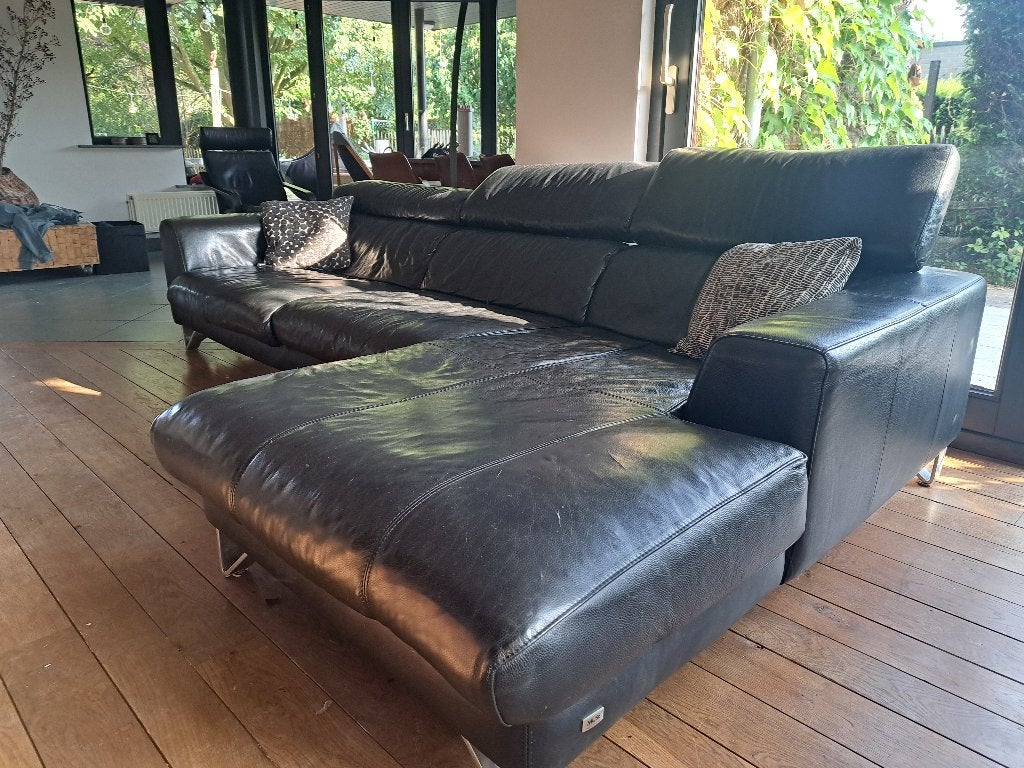 lederen 3 zit met chaise-longue, Ophalen, 250 tot 300 cm, Gebruikt, Driepersoons