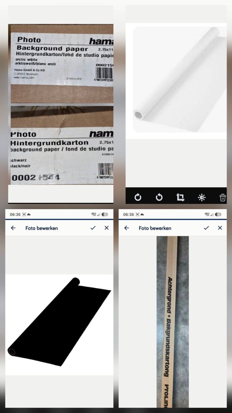 Foto achergrondpapier HAMA rol zwart en rol wit (2,75 x 11m), Ophalen