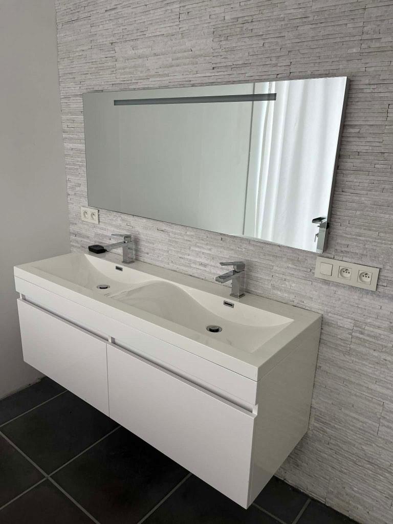 Dubbel lavabo meubel zonder spiegel, Huis en Inrichting, Ophalen, Gebruikt, 100 tot 150 cm, Minder dan 100 cm
