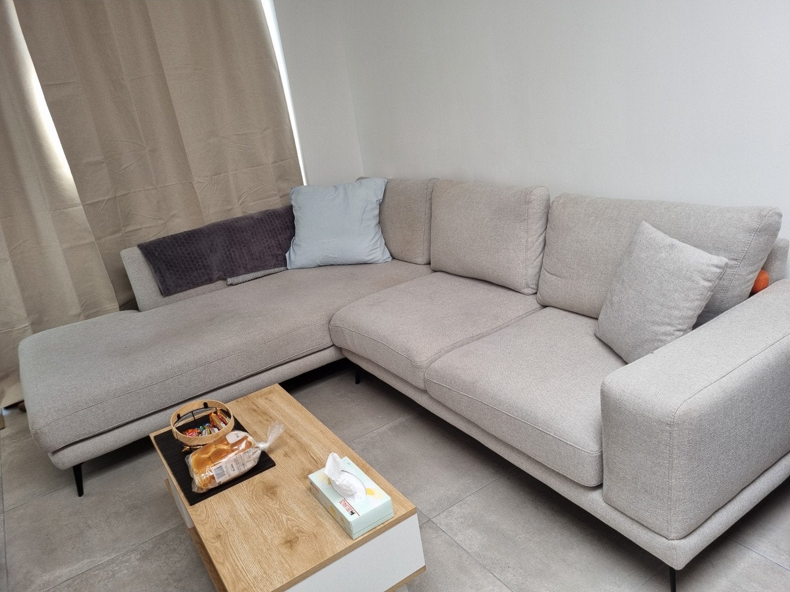 Hoeksalon lichtgrijs, Huis en Inrichting, Ophalen, Gebruikt, Stof, Modern