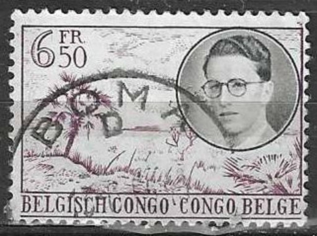 Belgisch Congo 1955 - Yvert 332 - Koning Boudewijn (ST), Verzenden, Gestempeld