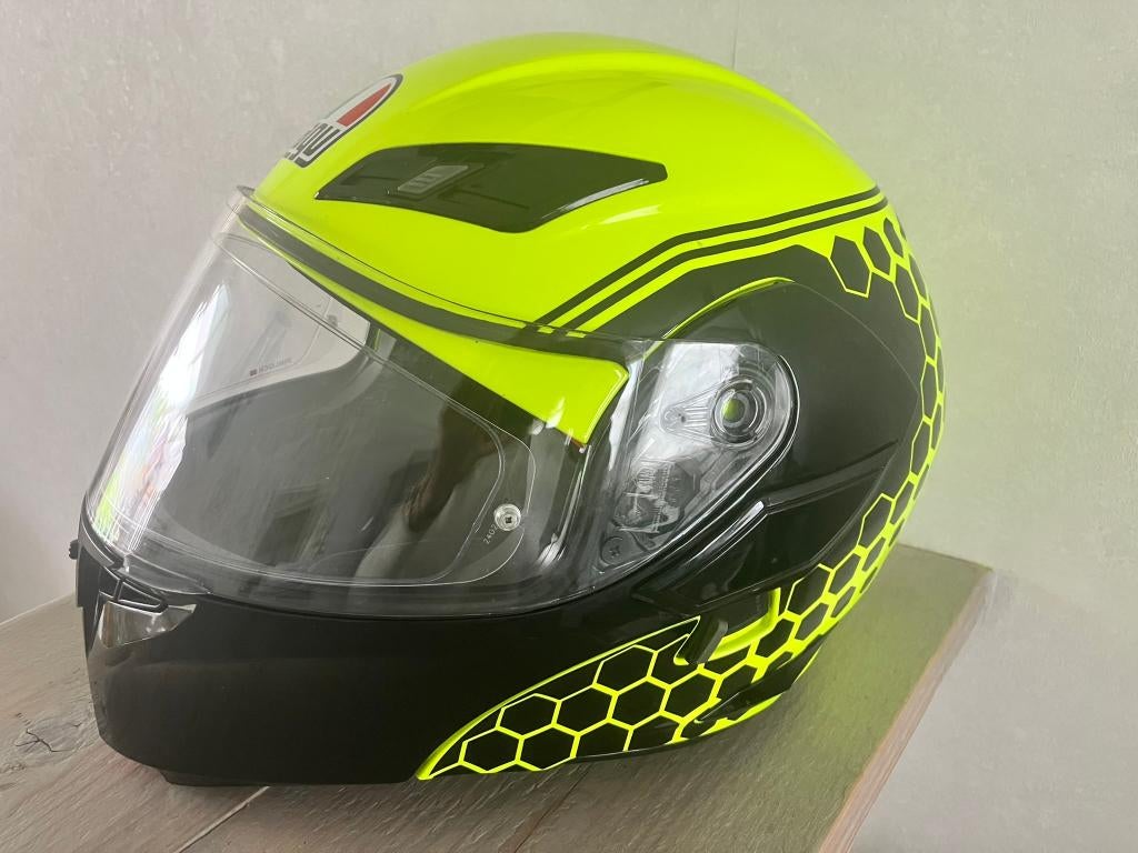Geel-zwarte helm AGV met pinlock en zonnevizier maat XL, Systeemhelm, Dames, XL, Ophalen of Verzenden