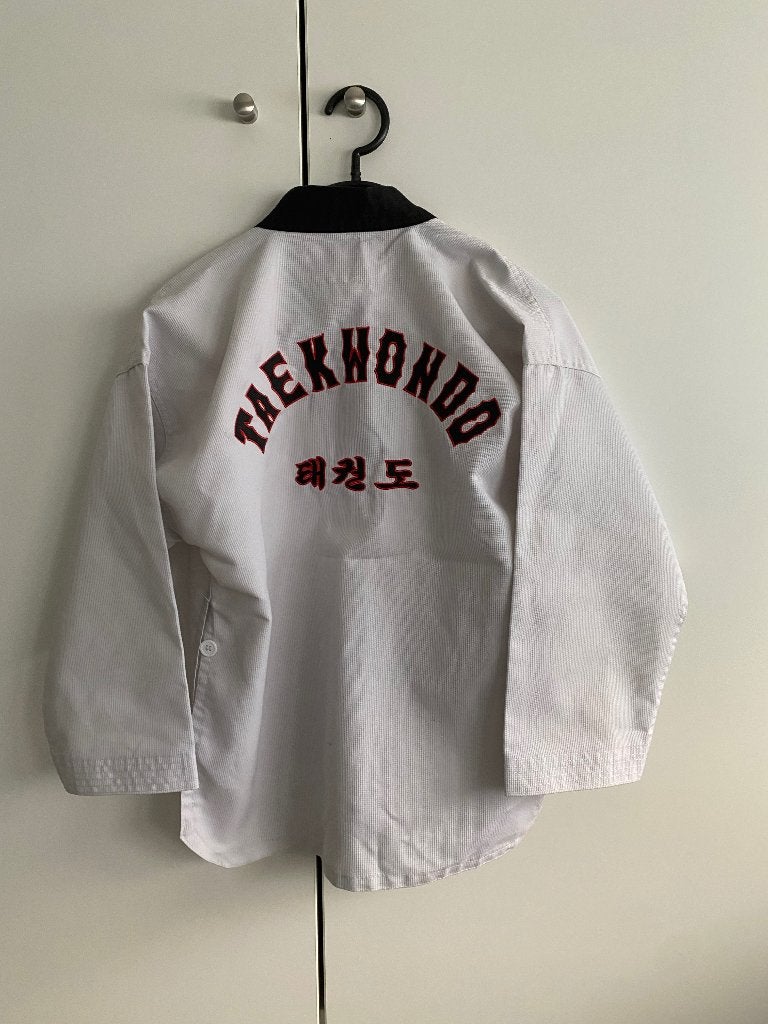 Taekwondo pak, Sport en Fitness, Vechtsporten en Zelfverdediging, Ophalen, Gebruikt, Taekwondo, Vechtsportpak