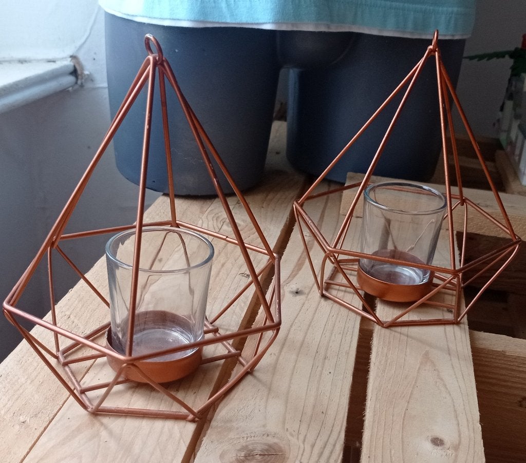 Bougeoirs géométriques design Métal Cuivre Rose Gold, Maison & Meubles, Autres marques, Rose, Photophore, Utilisé