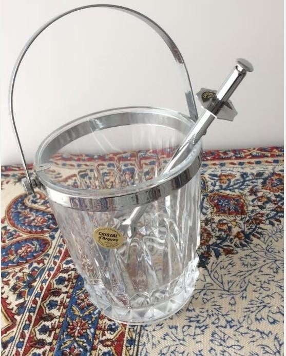 Kristallen ijsblokjeshouder met tangetje, Ophalen of Verzenden, Nieuw, Kristal, Glas of Glazen