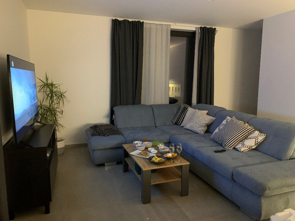 Siège en L bleu, Maison & Meubles, 100 à 125 cm, Banc d'angle, Comme neuf, Enlèvement
