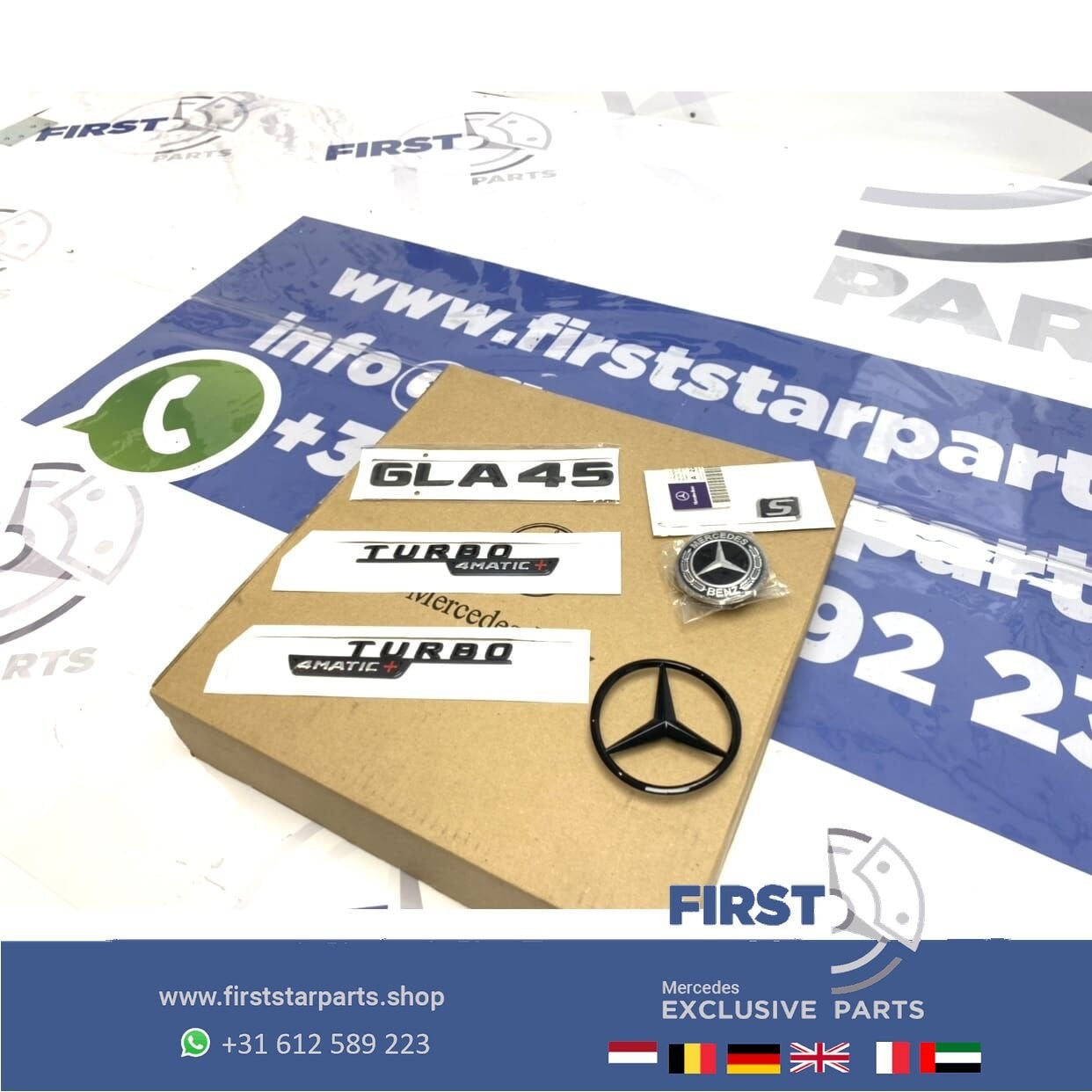 H247 GLA KLASSE GLA45S AMG COMPLETE LOGO SET ZWART motorkap, Gebruikt, -, Ophalen of Verzenden, -
