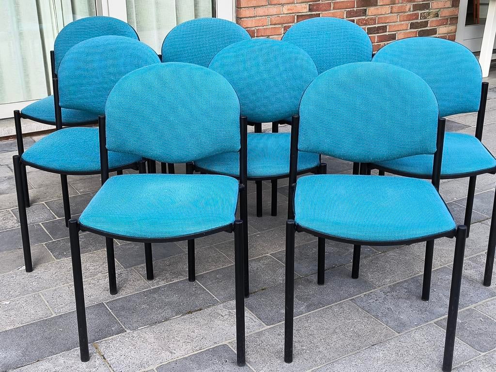 Stapelbare stoelen, 8 stuks, turquoise, Huis en Inrichting, Stoelen, Ophalen, Gebruikt, Overige kleuren, Vijf, Zes of meer stoelen