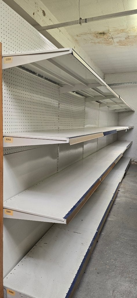 À vendre : étagères professionnelles en métal de 12 mètres, Enlèvement