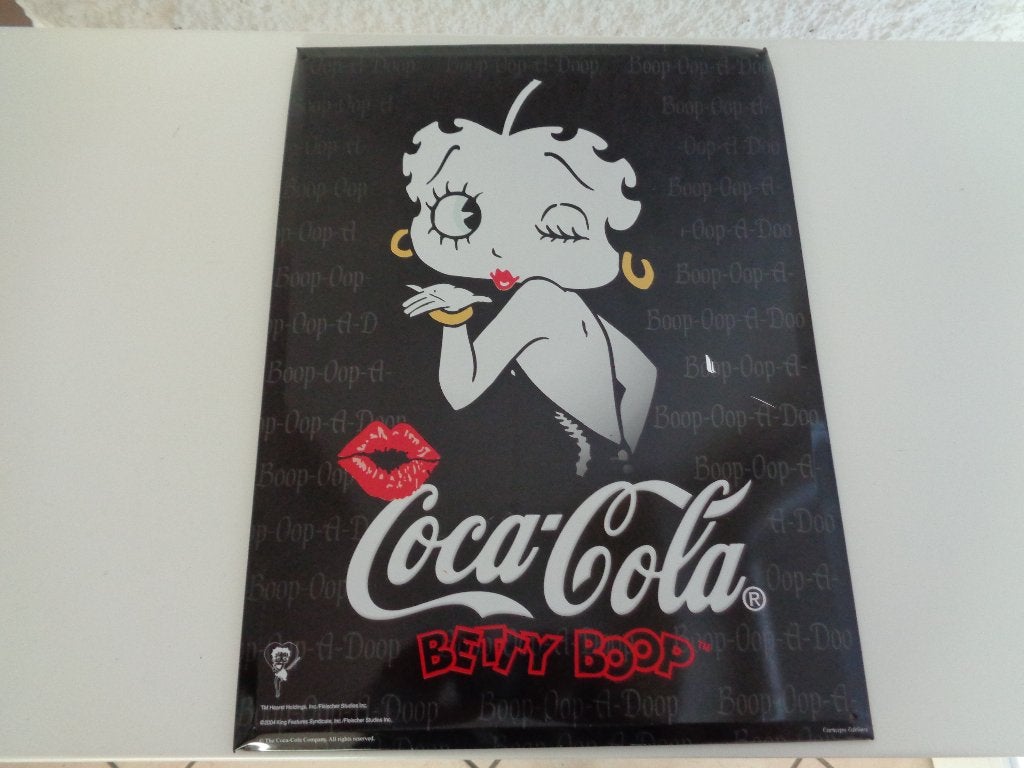 Plaque noire émaillée Betty Boop: Coca cola vintage 2004., Verzenden, Gebruikt, Overige typen