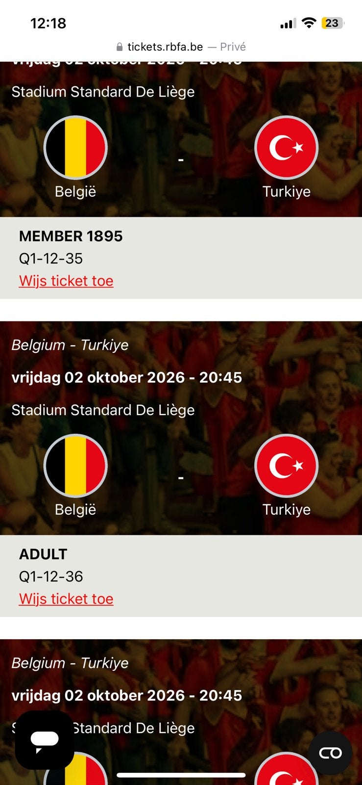 Tickets België-Turkije tickets nations League, Tickets en Kaartjes
