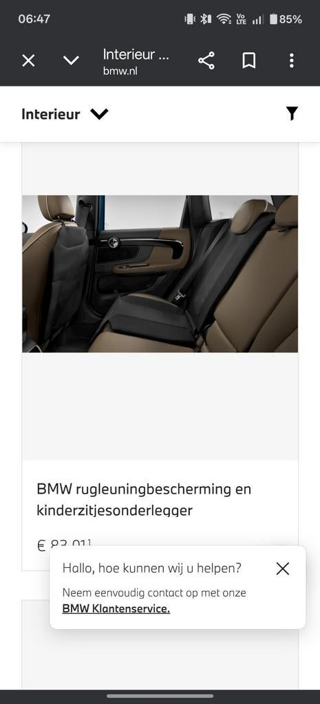 Zetelhoes/ kinderzitbeschermer bmw., Autos : Pièces & Accessoires, Autres pièces automobiles, BMW, Enlèvement