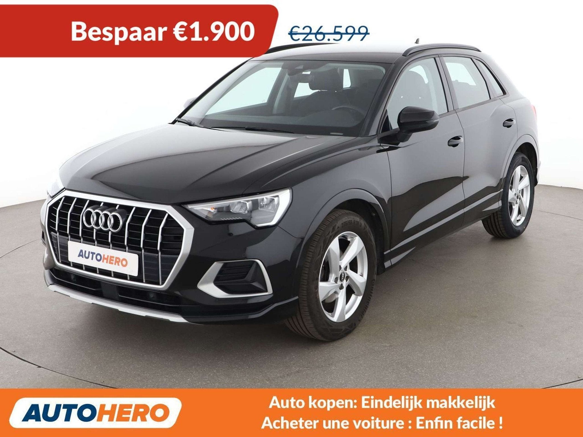 Audi Q3 35 TFSI Mild-Hybrid Advanced (bj 2021, automaat), Lichtsensor, 149 g/km, Zwart, Leder