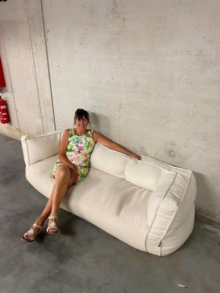 Big Bertha drie-persoons Albert zetelpoef in boucle, Enlèvement, Neuf, Blanc, Pouf