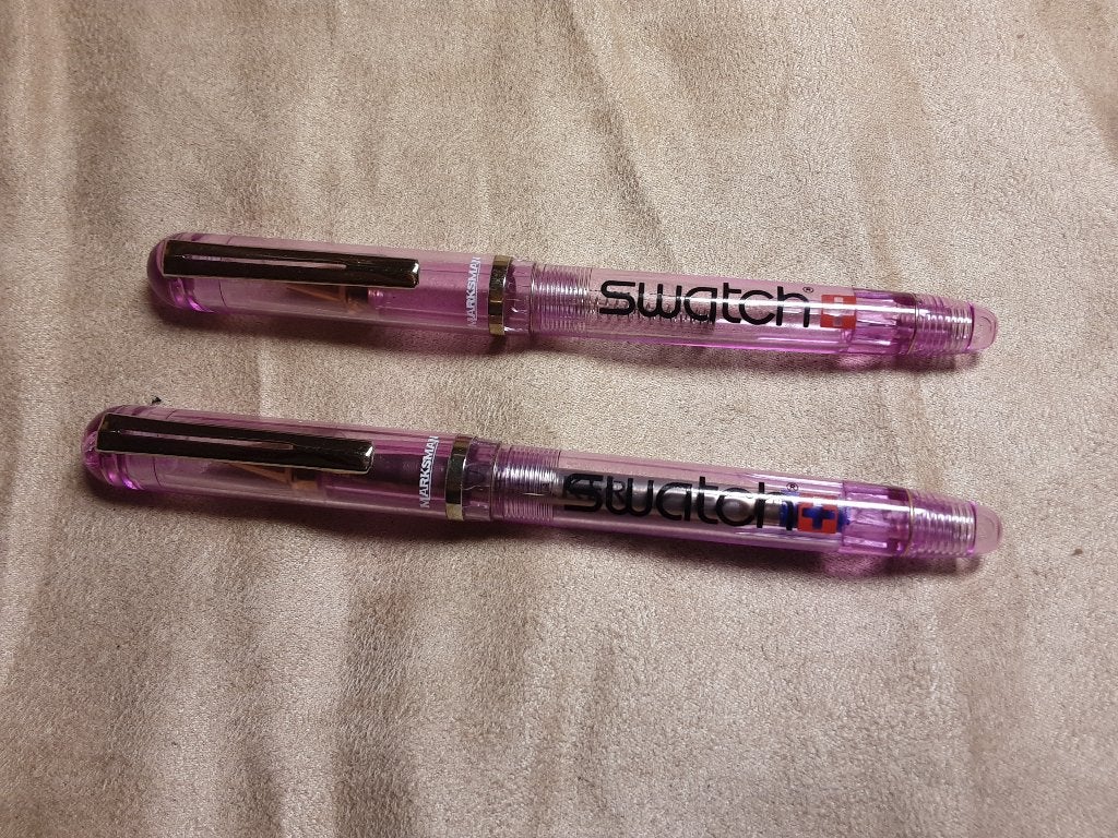 Marksman Original clear pink RB/BP Swatch, Collections, Enlèvement, Utilisé, Stylo à bille, Parker