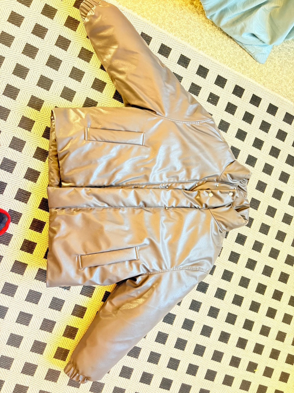 Zara Kunstlederen Pufferjas - Taupe / Lichtbruin - Maat M, Ophalen of Verzenden, Nieuw, Maat 48/50 (M), Bruin