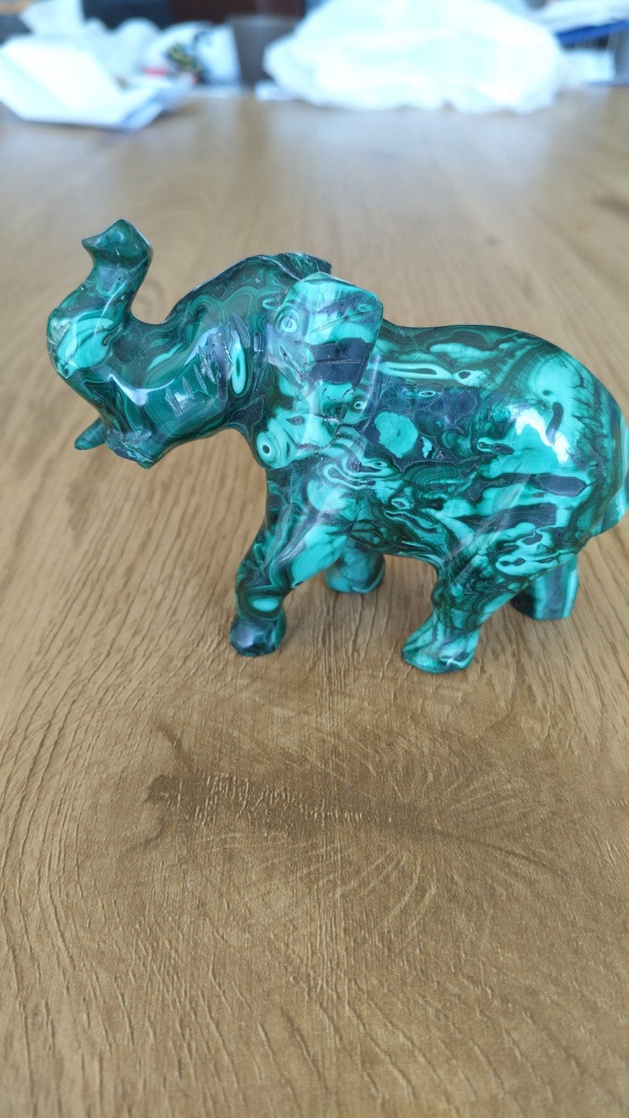 Eléphant malachite du Congo 11x8 cm 380gr, Enlèvement ou Envoi