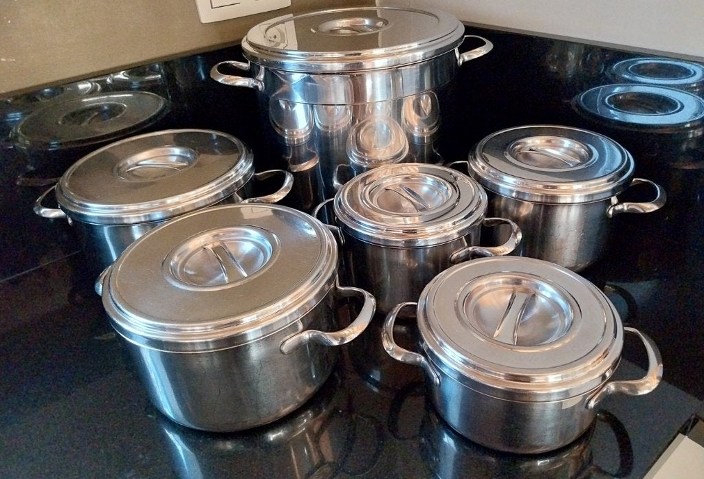 **** 6 SUS kookpotten inox 8/10 ***, Huis en Inrichting, Ophalen of Verzenden, Inox