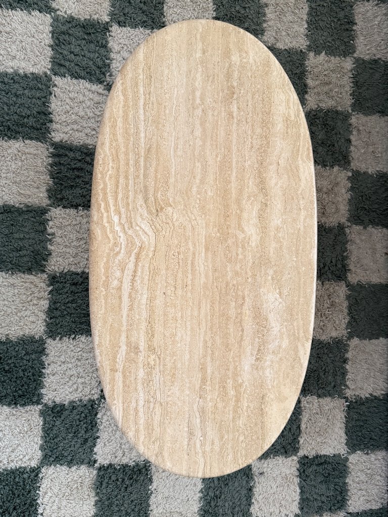 Travertin Salon Tafel in goede staat, Ophalen, Overige materialen, 50 tot 100 cm, 50 tot 100 cm