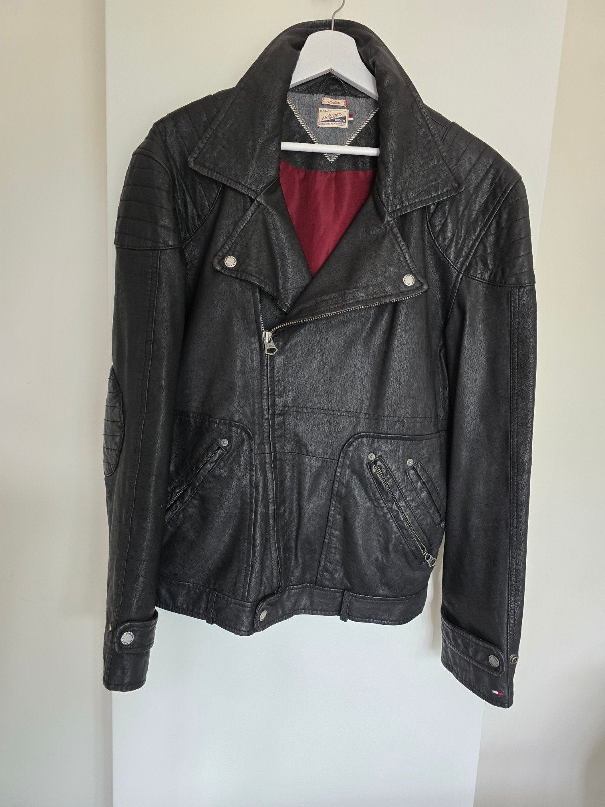 leren biker jack Tommy Hilfinger, Kleding | Heren, Jassen | Zomer, Maat 52/54 (L), Zwart, Ophalen of Verzenden, Tommy hilfiger