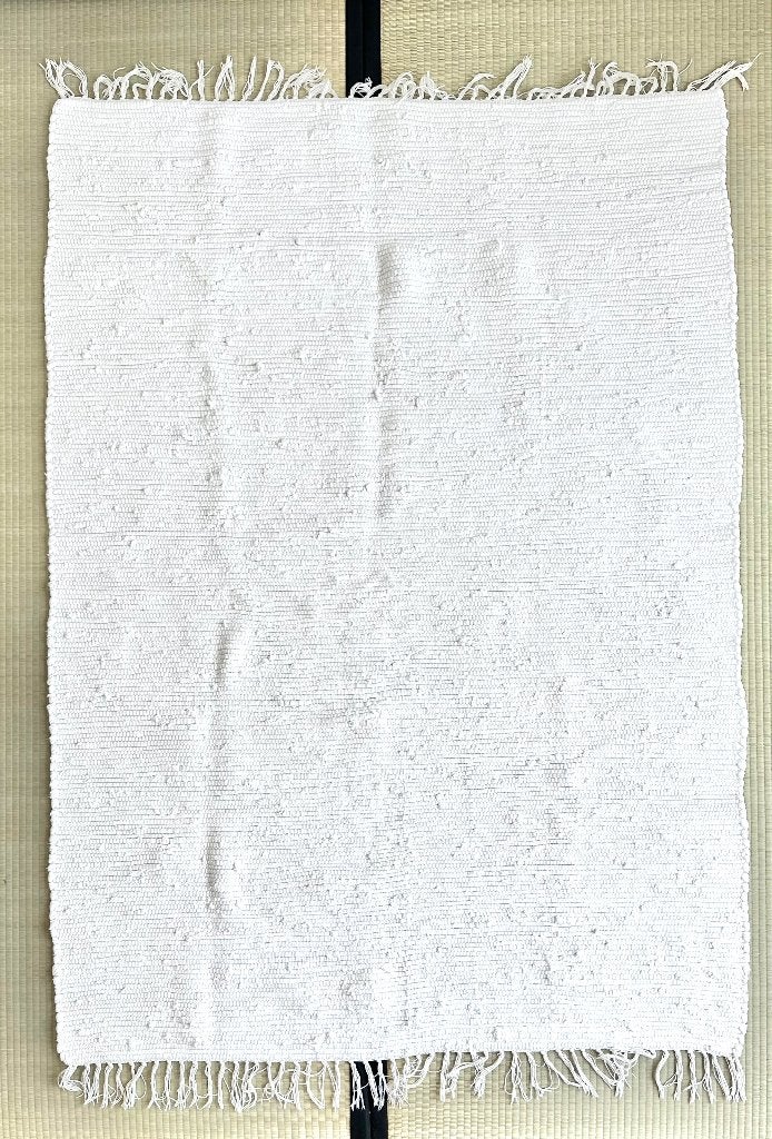 Grand tapis blanc 170x117 tressé main 100% coton, Enlèvement