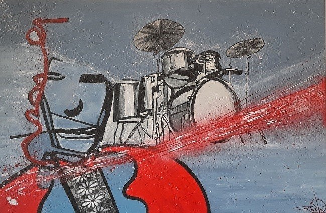 GROOT CANVAS DOEK IN STIJL VAN HERMAN BROOD, Ophalen of Verzenden, Handgeschilderd