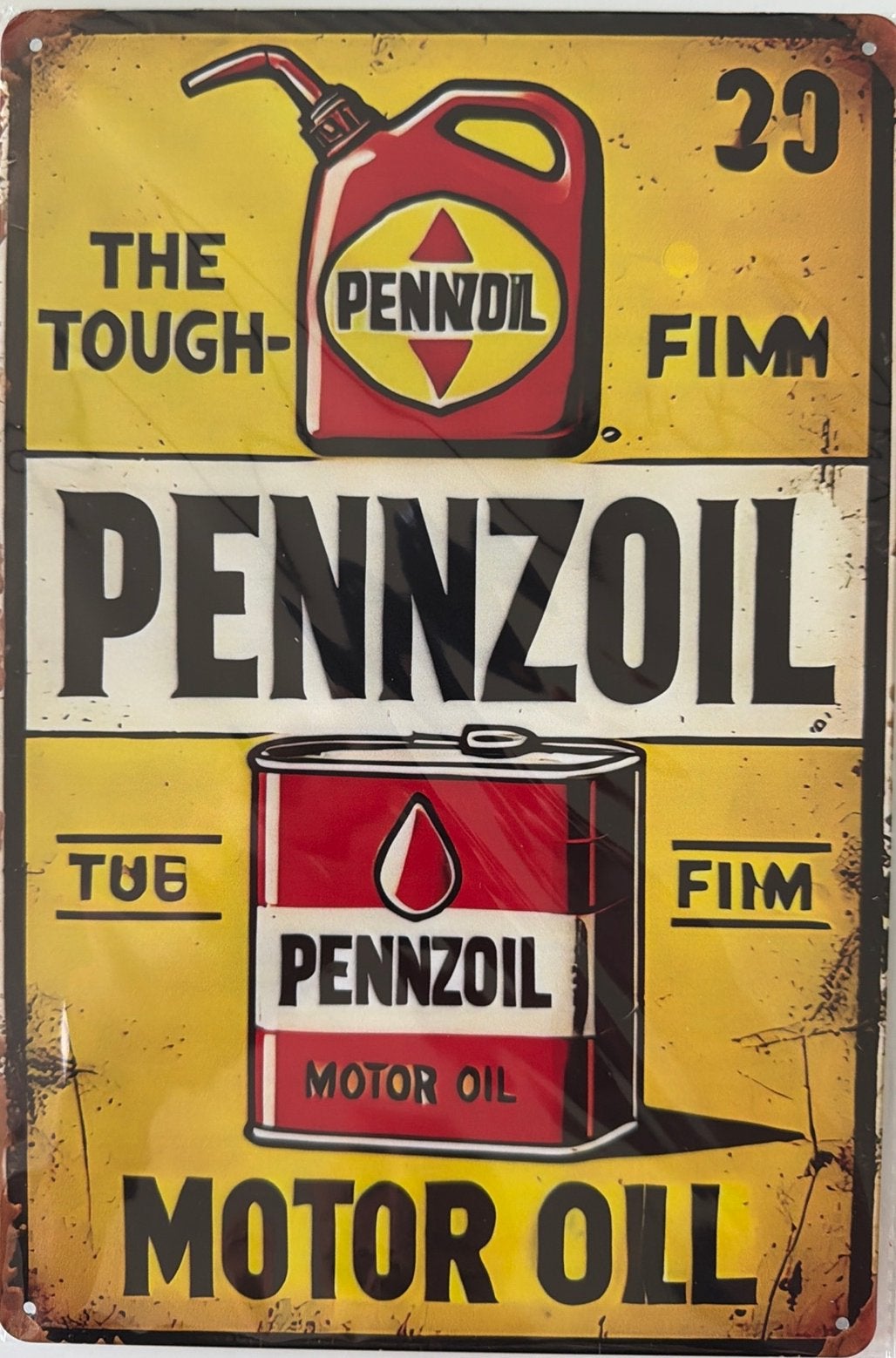 Panneau en métal rétro vintage mancave - Pennzoil motor oil, Collections, Marques & Objets publicitaires, Neuf, Panneau publicitaire
