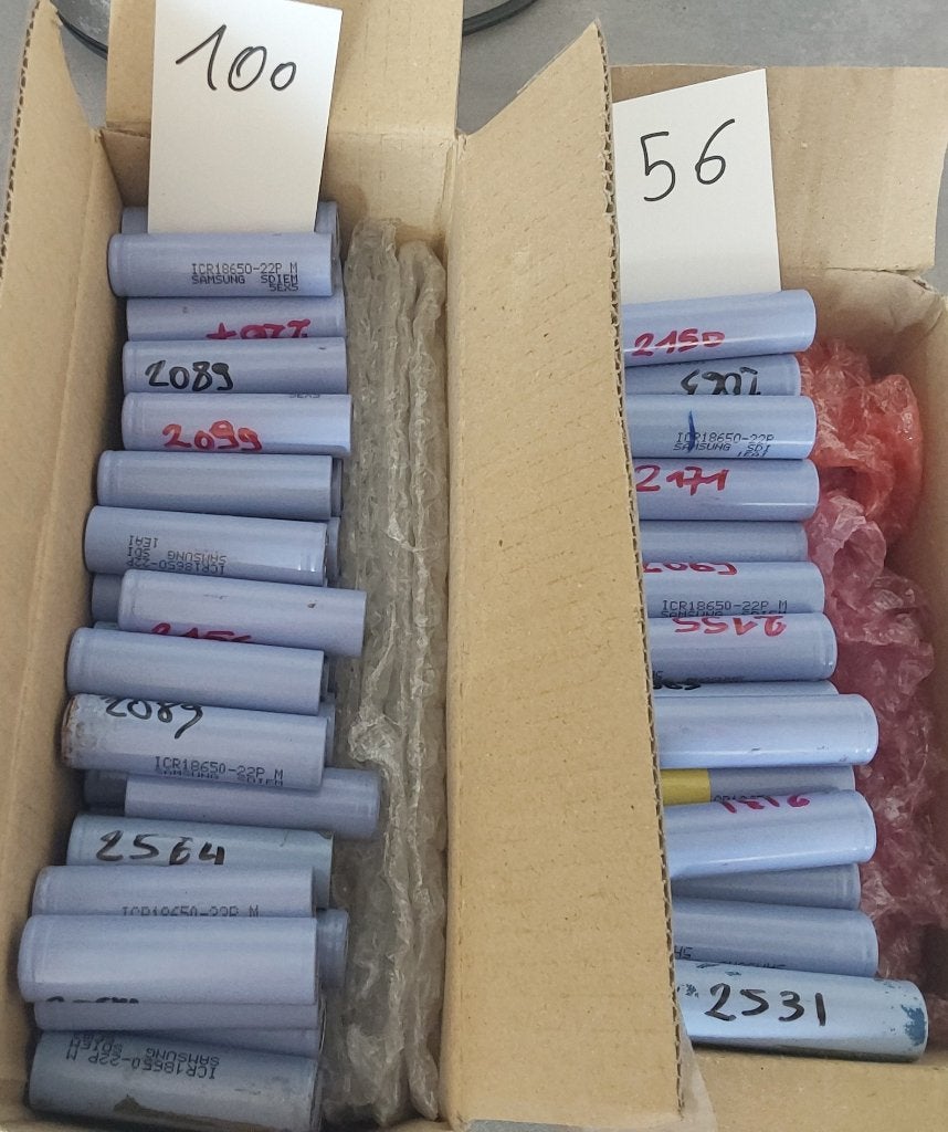 156x Reclaimed Samsung 18650 Li-ion 2200mAh Batterijen, Ophalen, Zo goed als nieuw