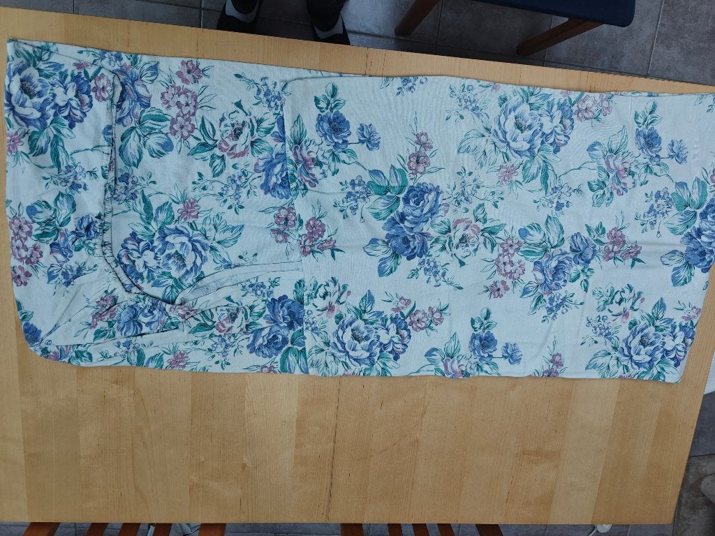 Gebloemd katoenen laken 1persoonsbed, Gebruikt, Blauw, Hoeslaken of Sloop, Katoen
