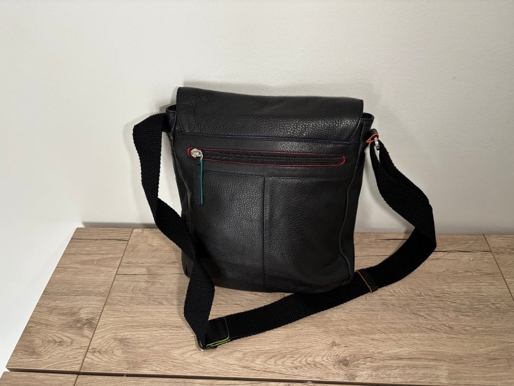 Sacoche bandoulière Mywalit en cuir noir à rabat, Autres marques, Cuir, Enlèvement, Utilisé