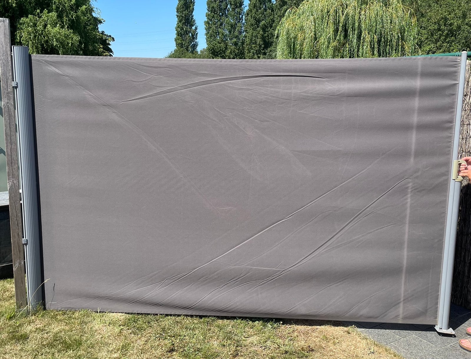 Wind en zon schermen 2 stuks van 3m, Tuin en Terras, Tuinschermen, Ophalen, Gebruikt, Aluminium, 200 cm of meer