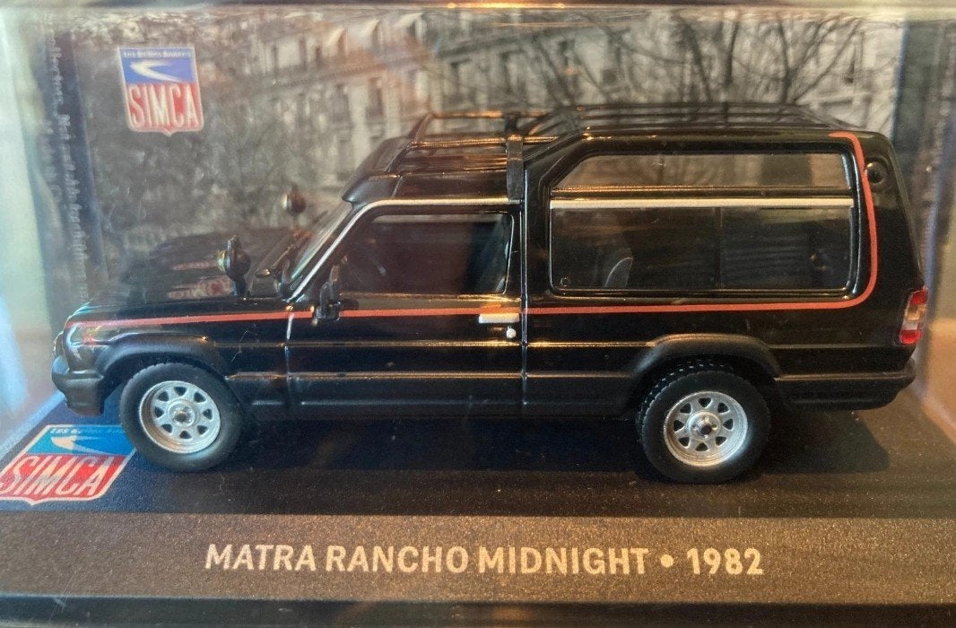 Matra Simca Rancho Midnight zwart 1982 1:43 in vitrinedoosje, Ophalen of Verzenden