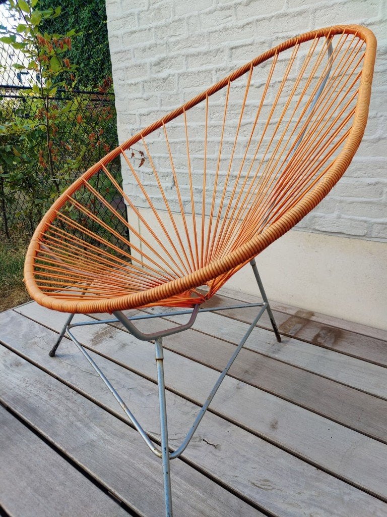 Oranje Acapulco stoel / loungestoel voor buiten, Ophalen, Gebruikt, Plastic