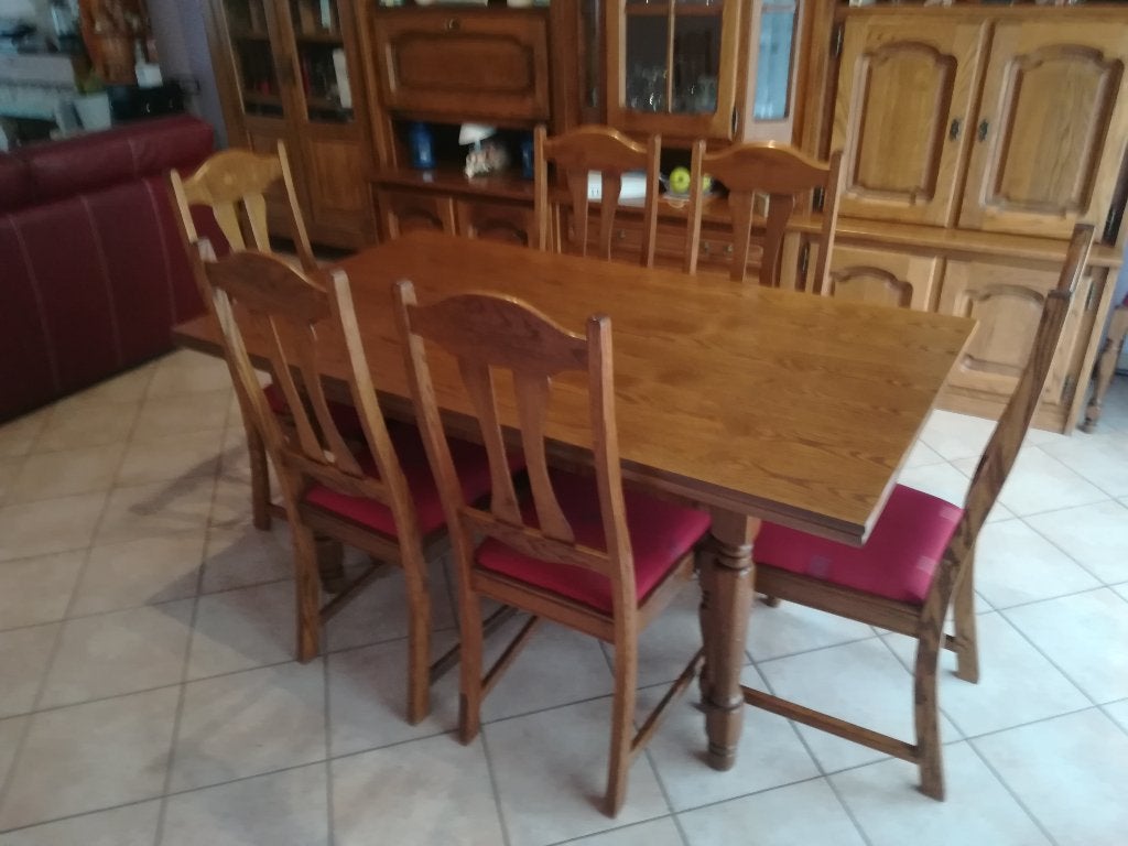Table avec 2 rallonges+ 6 chaises, Huis en Inrichting, Ophalen, Zo goed als nieuw, Overige houtsoorten