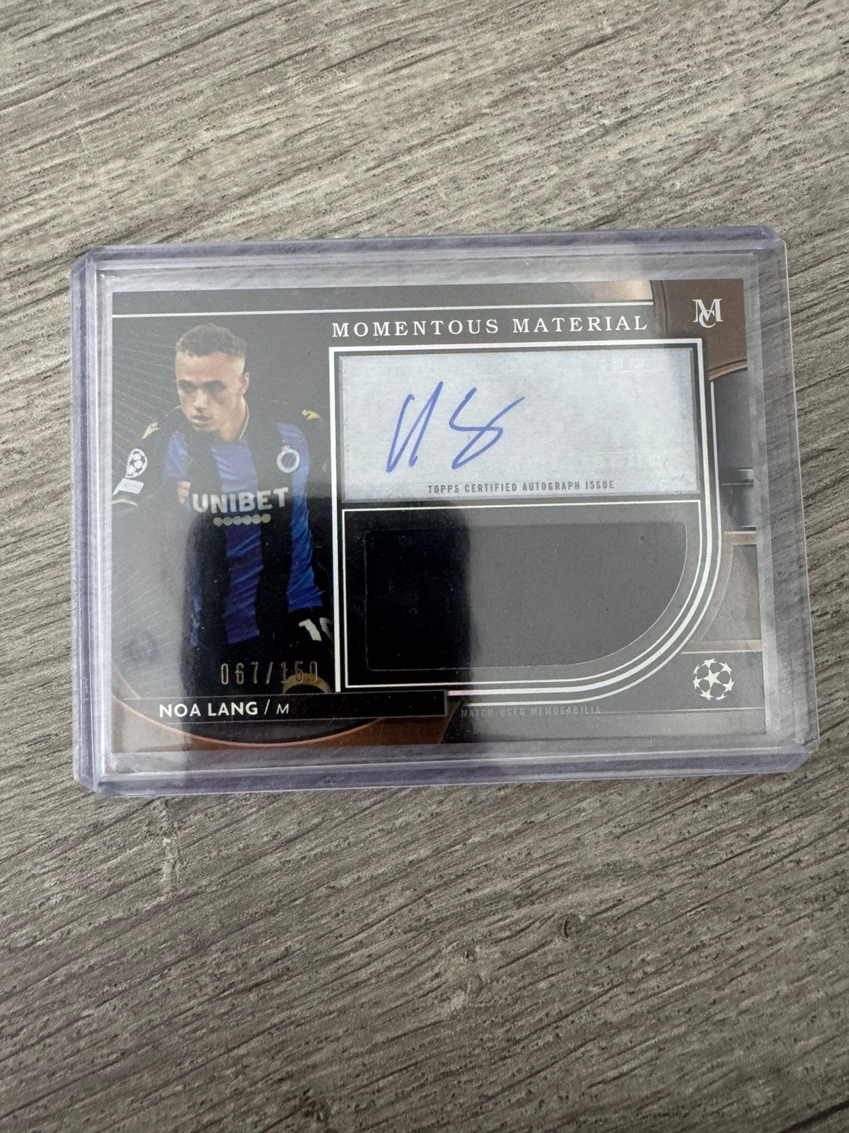 2021-22 Topps Museum UCL Noa Lang Patch Auto 150 Club Brugge, Ophalen, Zo goed als nieuw