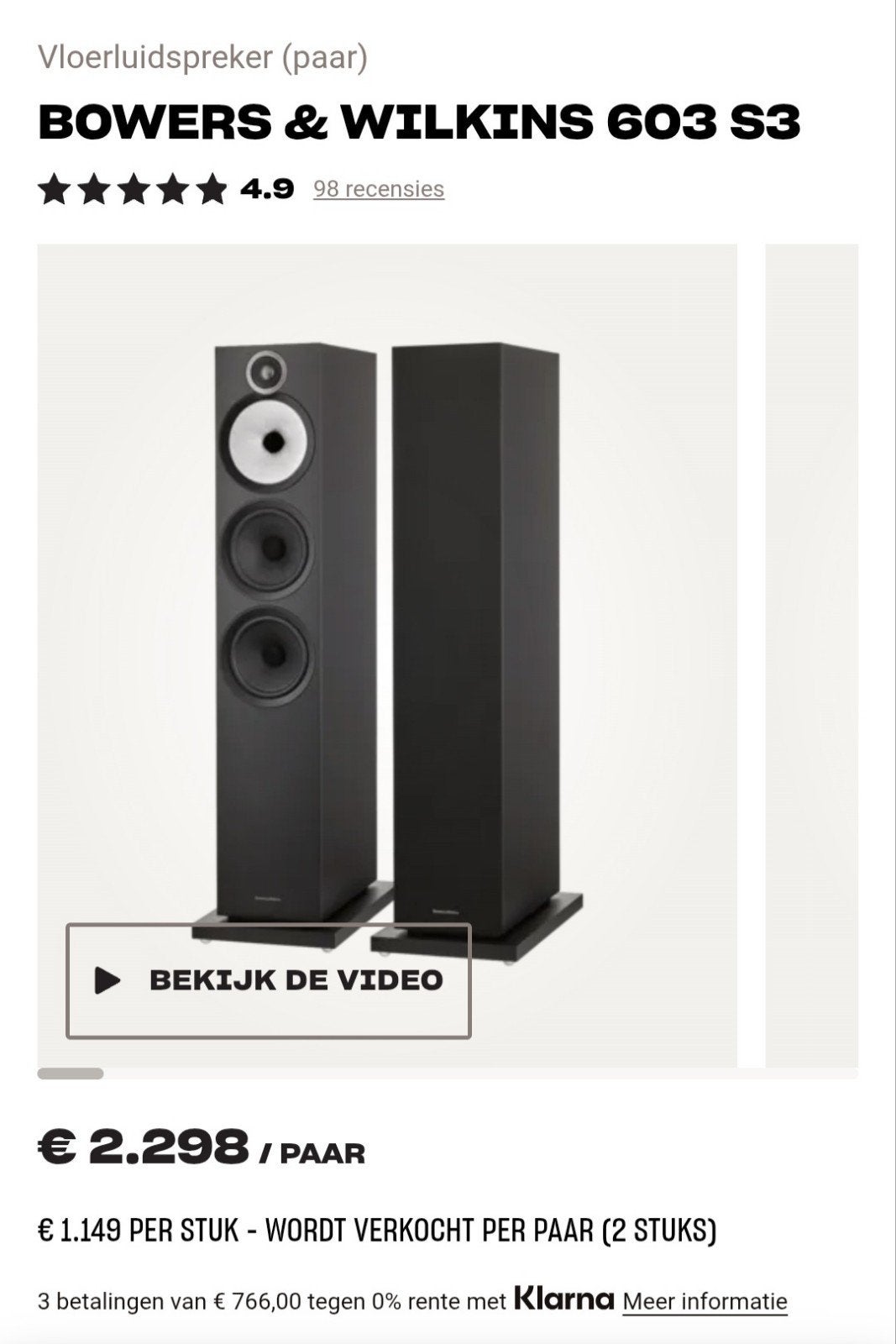 Bowers en wilkins 603 s3, TV, Hi-fi & Vidéo, Enceintes, Enlèvement